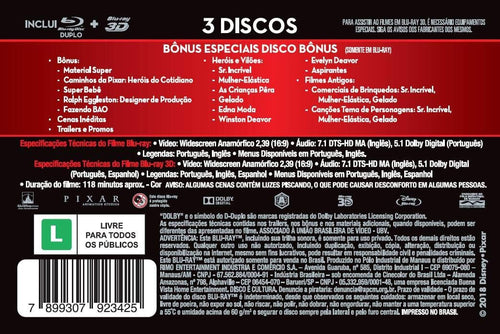 Blu-ray 3D Disney The Incredibles II Steelbook Ed [English+Spanish+Portuguese]