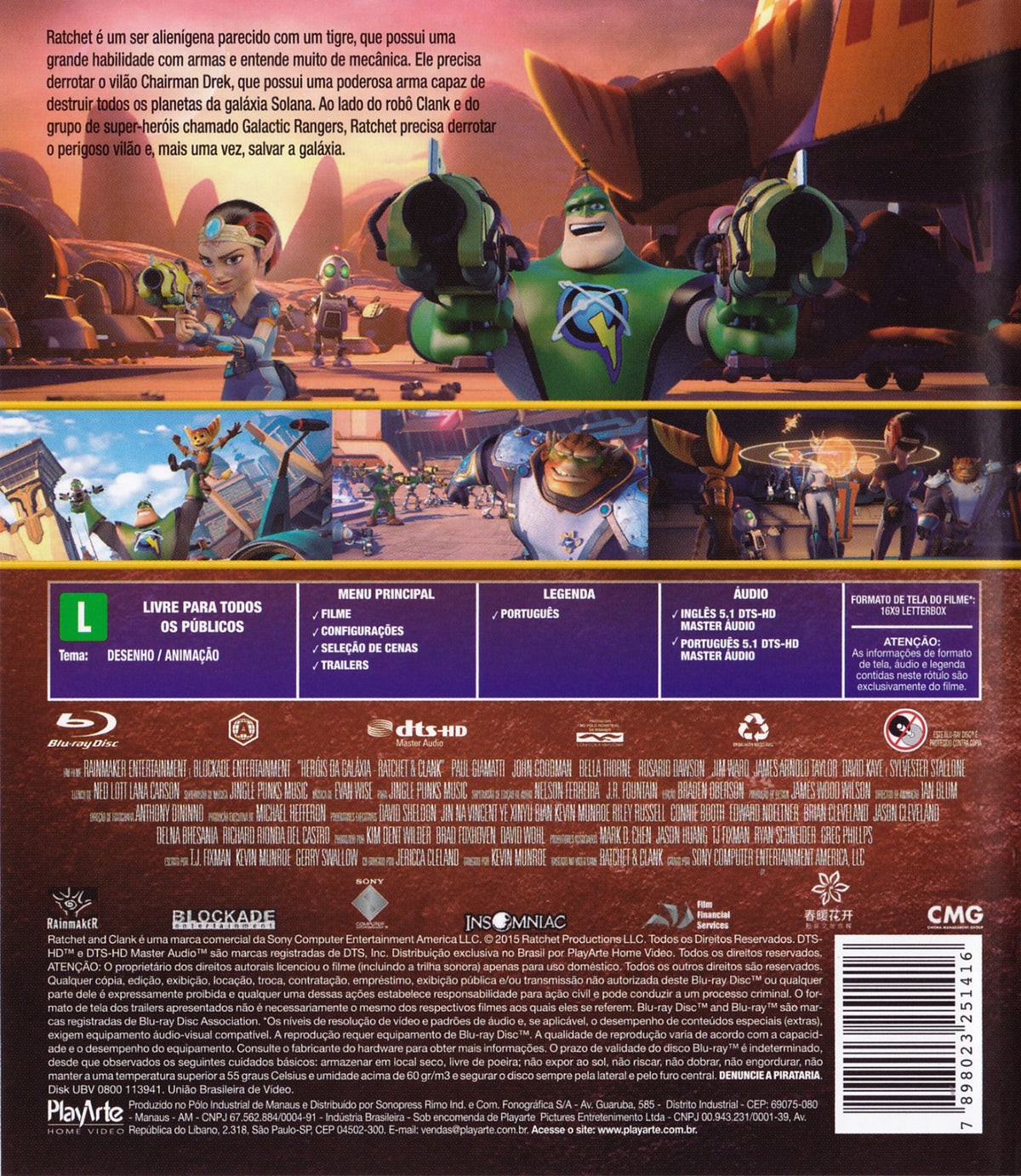 Blu-ray 2D + 3D Ratchet e Clank [ Herois Da Galaxia ] [ Audio English Region A ]